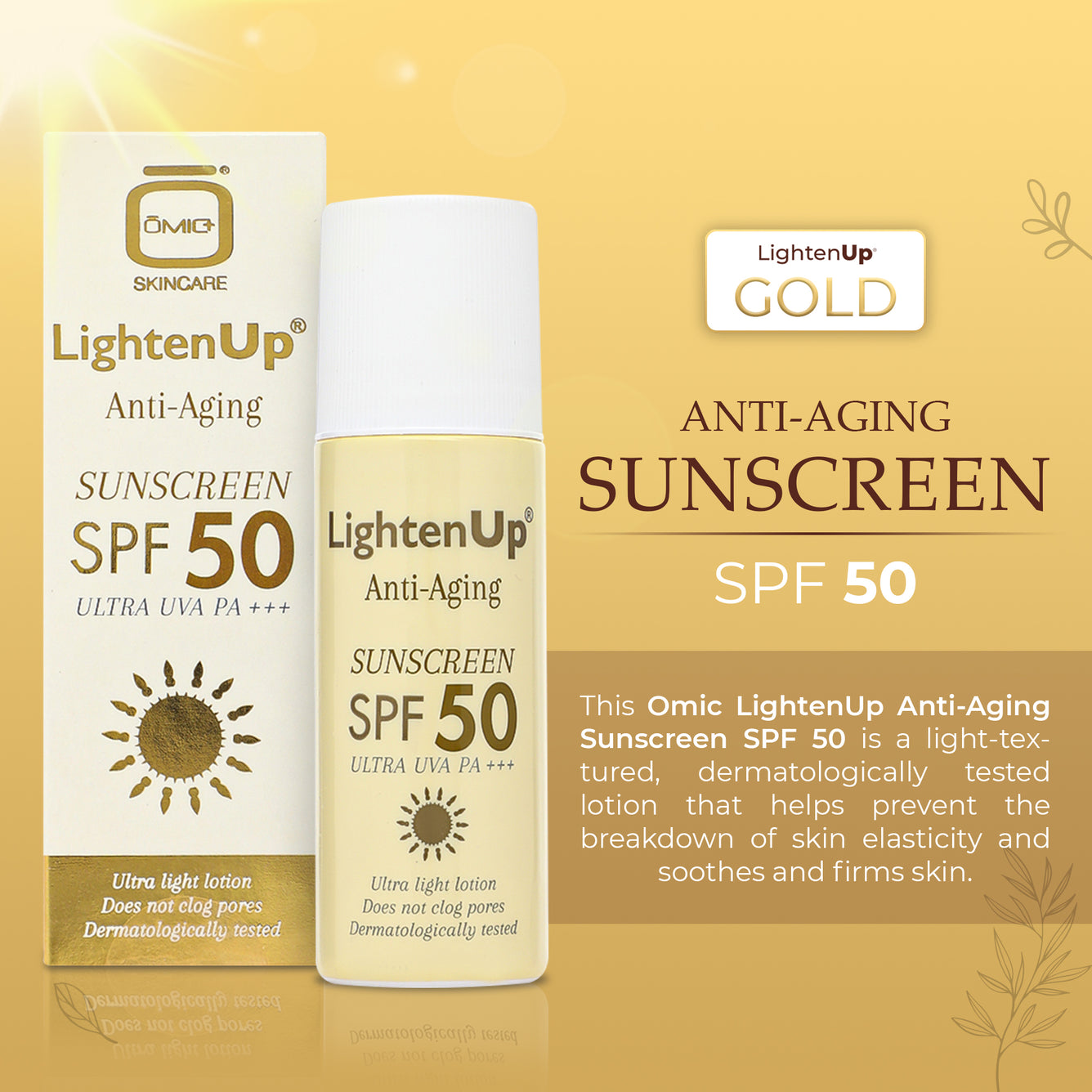 Lighten Up GOLD Anti-Aging Sunscreen SPF 50+  90ml