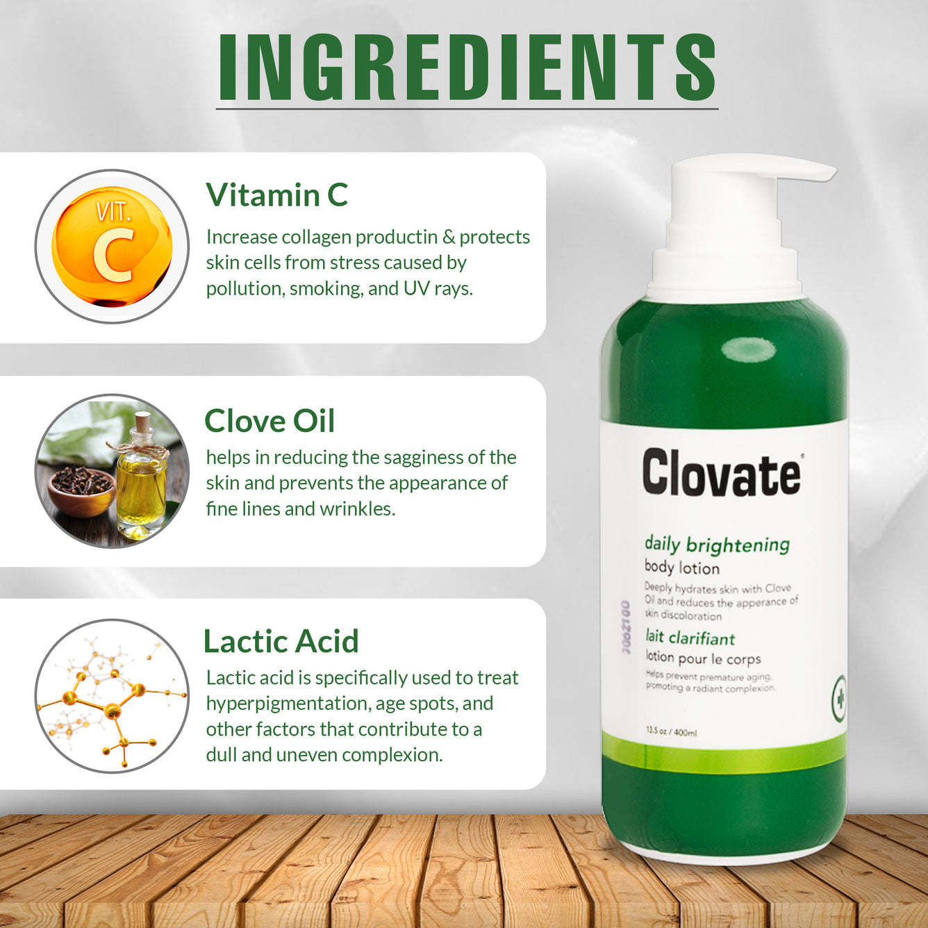 Clovate Intense Body Lotion (with Airless pump) 400ML..