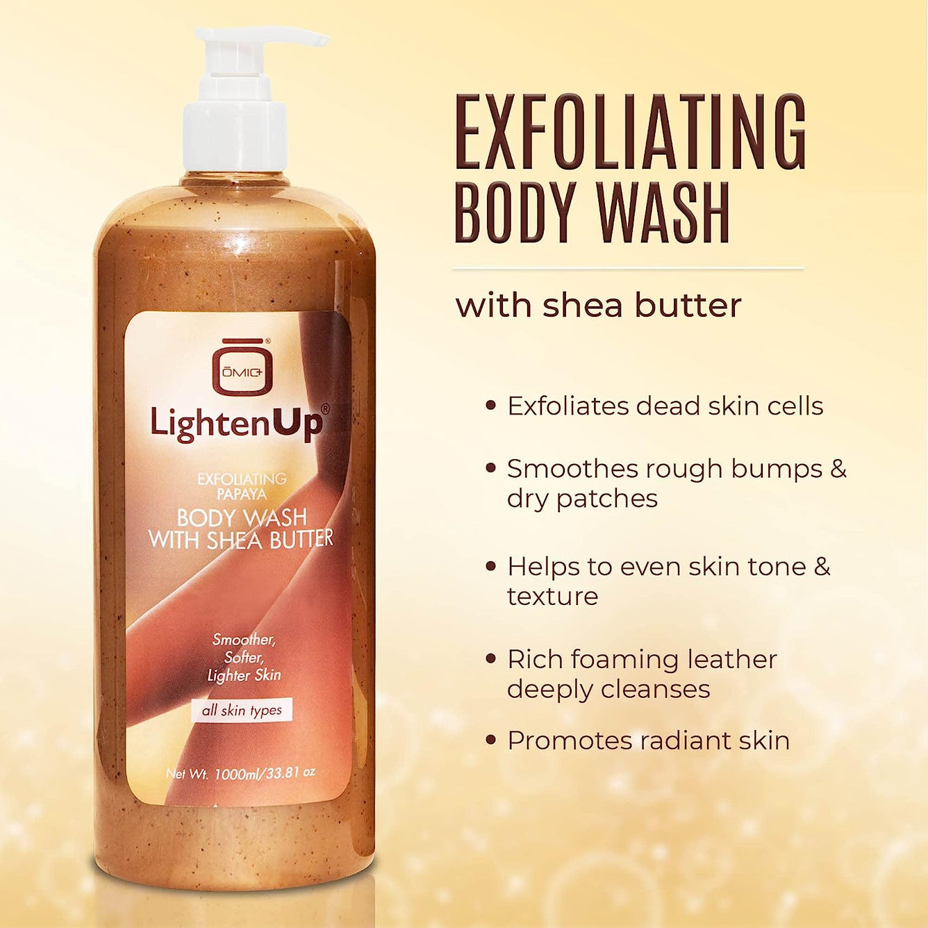 LightenUp  PLUS Exfoliating papaya  Body Wash with Shea Butter 1000ml